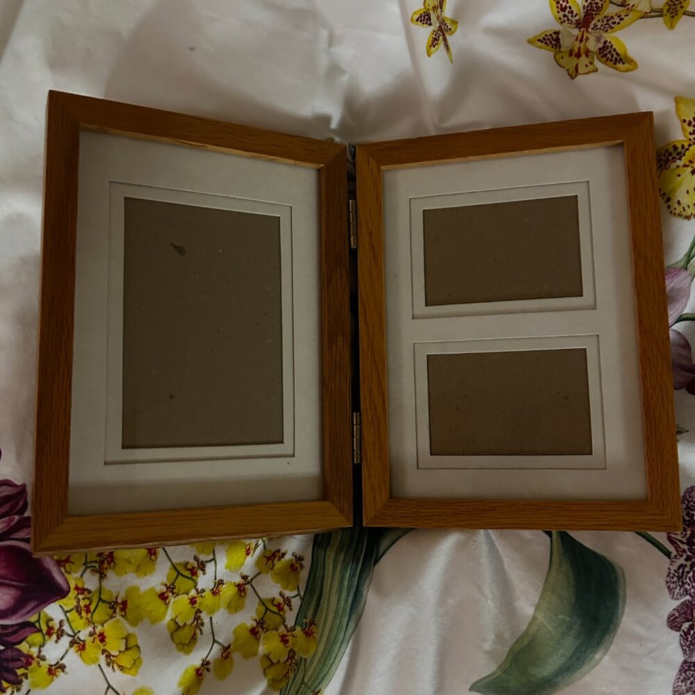 Rare Wood Double Photo Frame